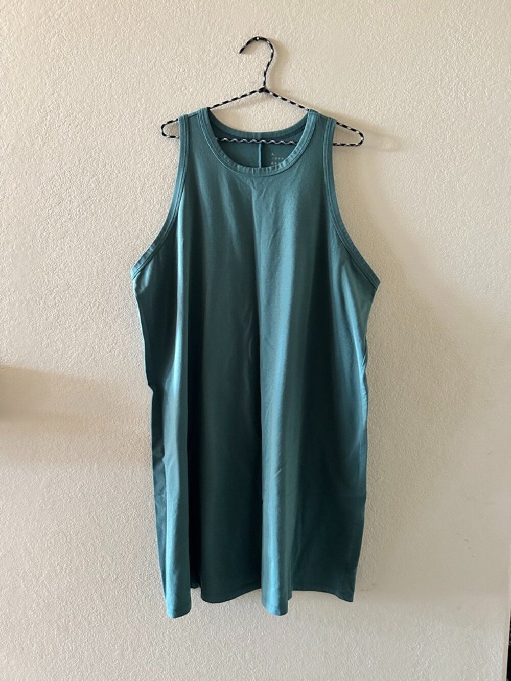 A New Day Dusty Teal Cotton Blend Knit High Neck Tank Dress 2X